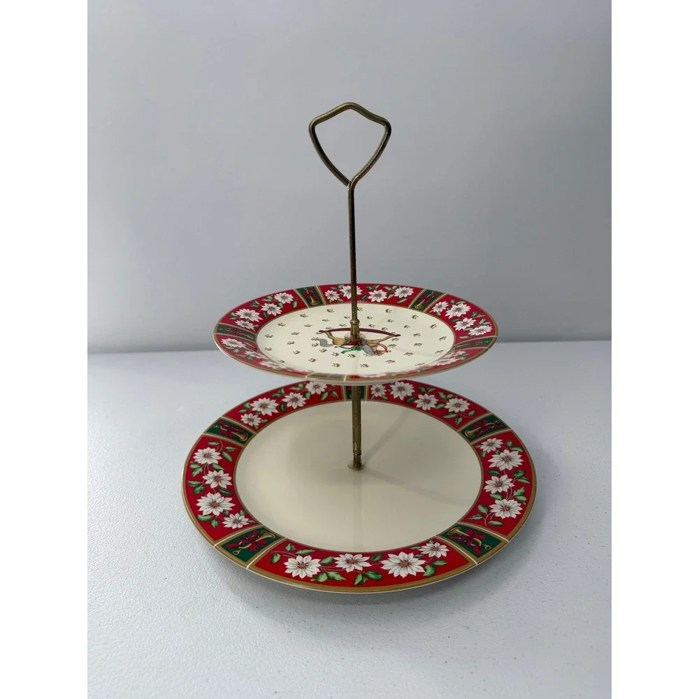 Classic Traditions Charlton Hall 2 Tier Serving Tray Christmas Horse Japan